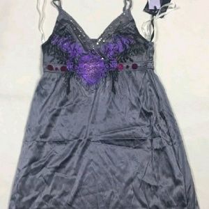 Rerock medium silk grey spaghetti strap cami dress